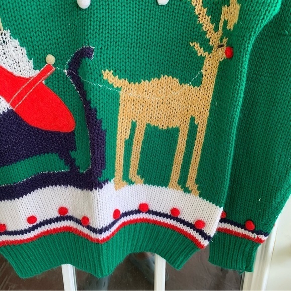 Vintage Christmas Sweater Holiday Crewneck Santa Claus Reindeer Star Adell Barre - Picture 4 of 7